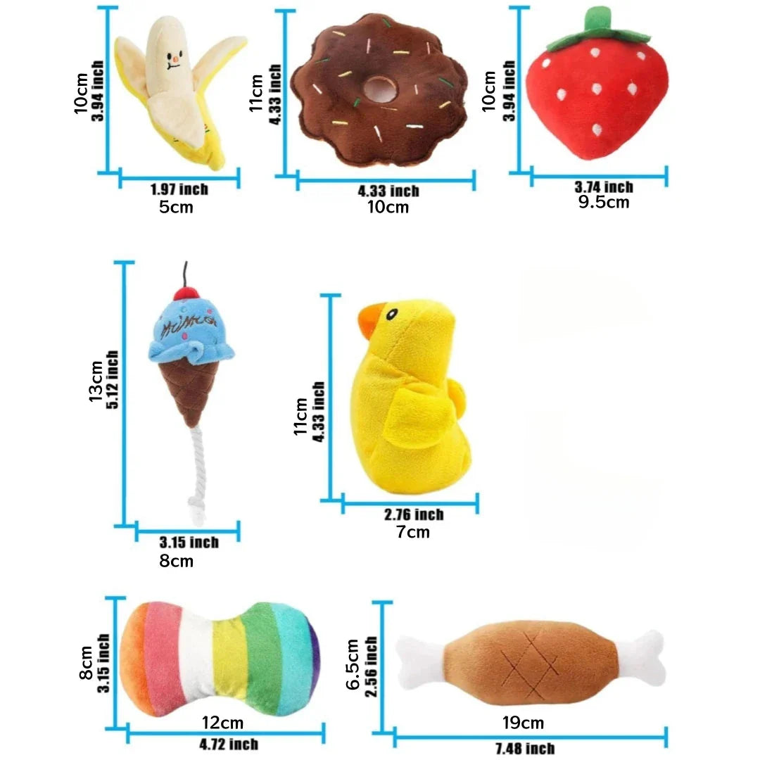 Puppy Speelgoed Set – 7 Geluidsspeeltjes voor Kauwplezier en Zintuigontwikkeling