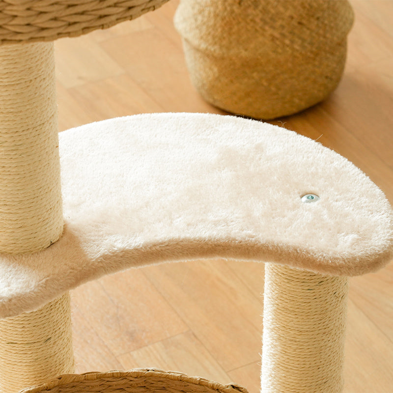 Zachte Beige Katten Krabpaal met Rotan