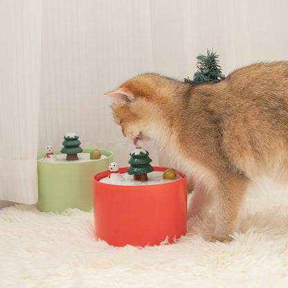 Winterse Keramische Kattenwaterval: Stille, Stijlvolle Hydratatie voor Je Kat!