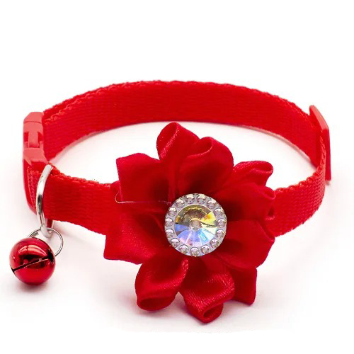 Bloemen Halsband met Belletje in verschillende Kleuren