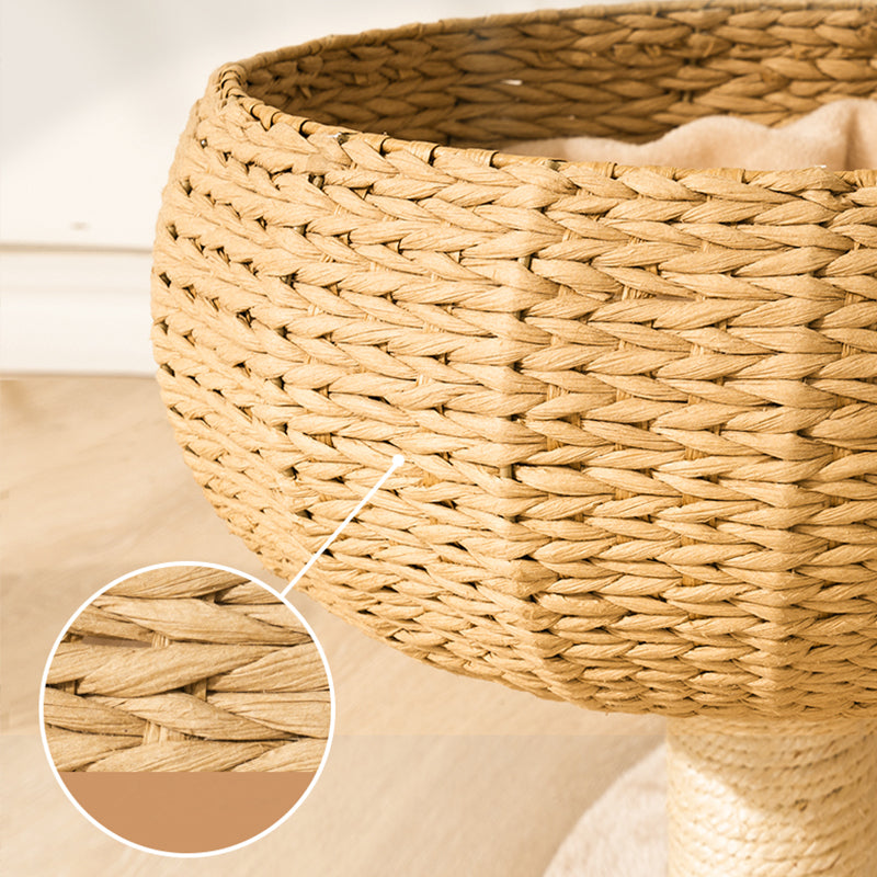 Zachte Beige Katten Krabpaal met Rotan