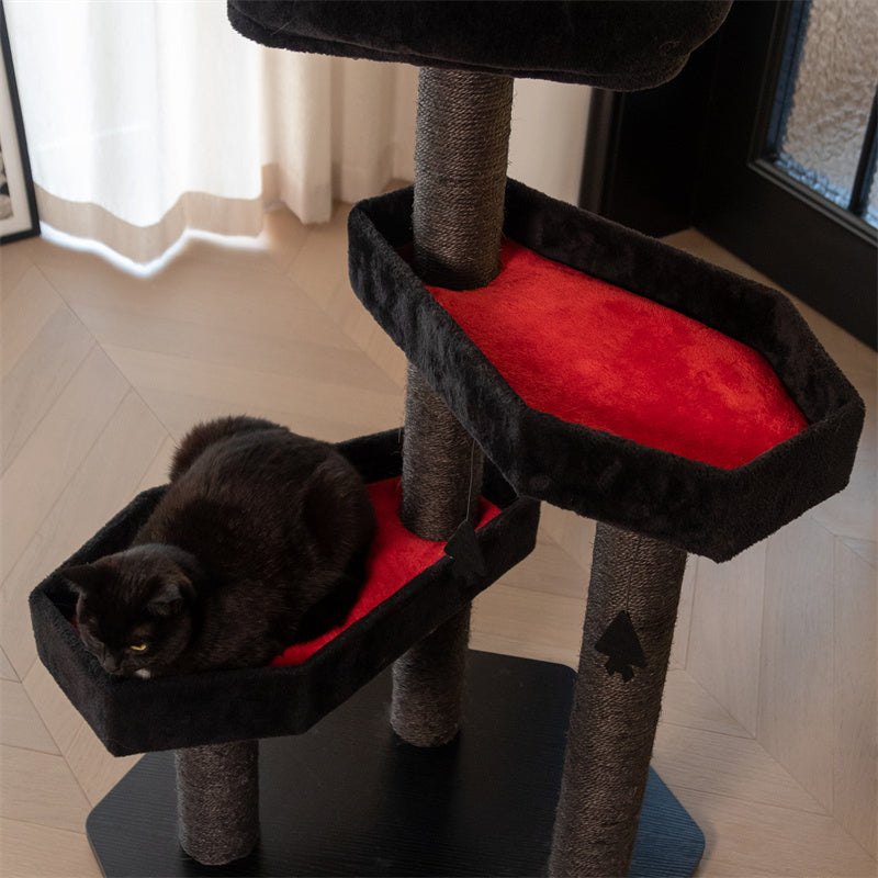 Zwart-Rood Kattenklimtoren Gotisch Ontwerp