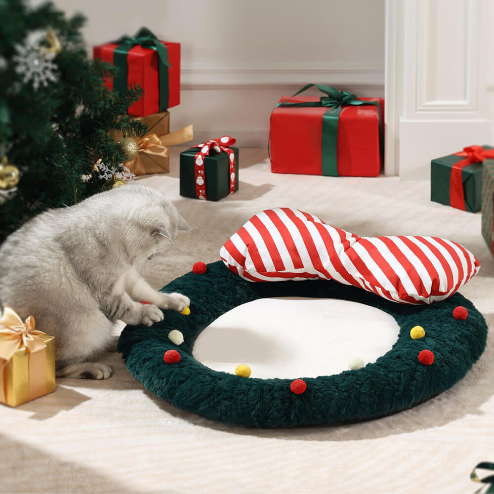 Kerstkrans Honden en katten Bed – Feestelijk en Comfortabel voor je Huisdier