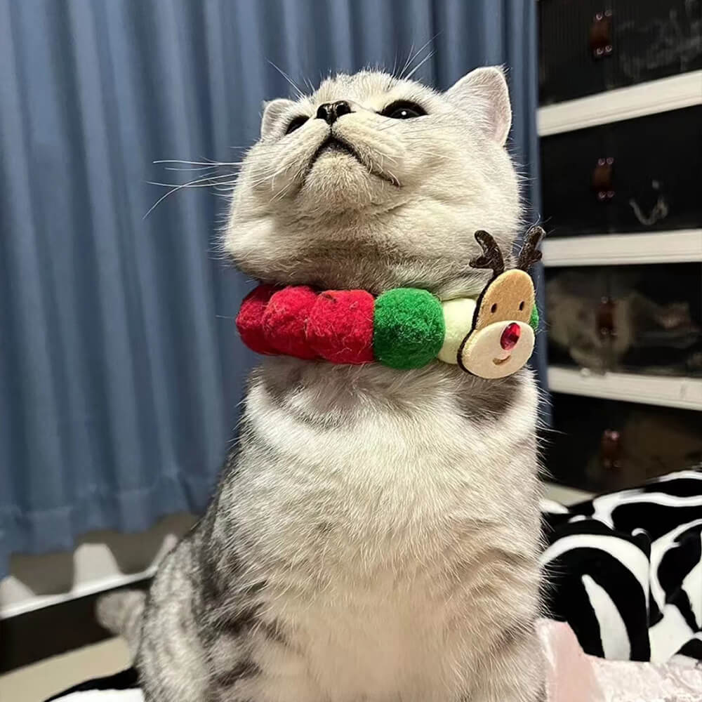 Kerst Pompon Ballen Honden- en Kattenhalsband – Feestelijke Verstelbare Kerstoutfit voor je Huisdier