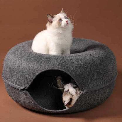 Interactief Donutvormig Kattenbed/Kleine honden – Spelen, Rusten en Relaxen in Stijl!