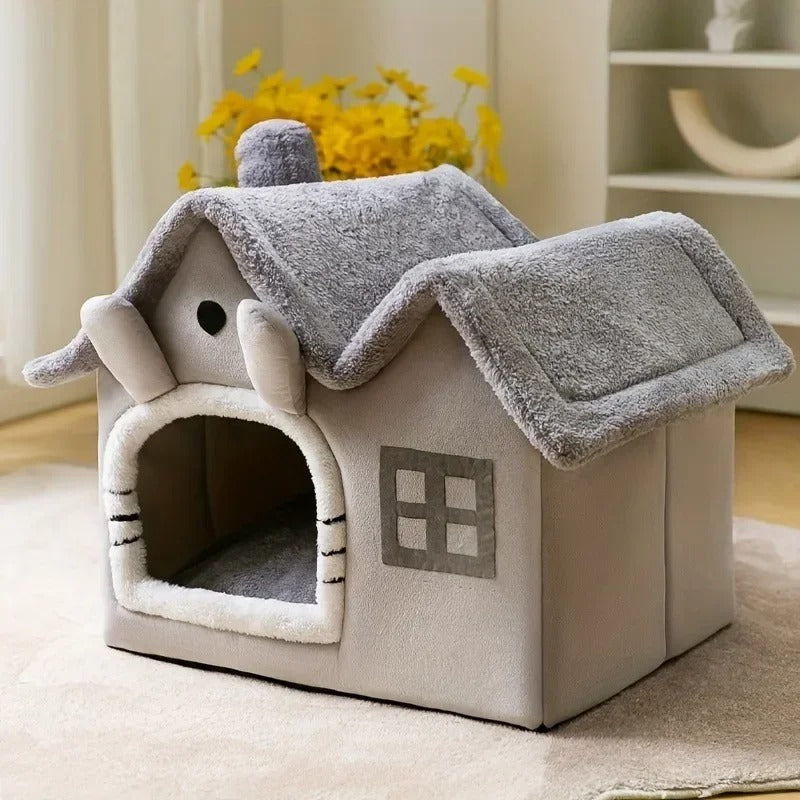 Kattenhuis Grijze Kattenmand met Comfortabel Interieur