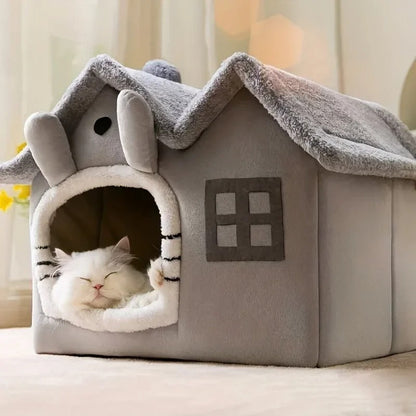 Kattenhuis Grijze Kattenmand met Comfortabel Interieur