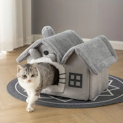 Kattenhuis Grijze Kattenmand met Comfortabel Interieur